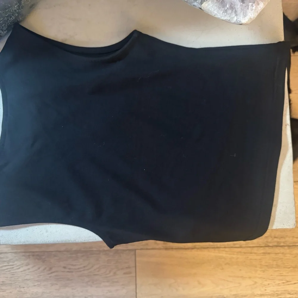 Black Tank Top with Red Embellishments - Picture 3 of 3